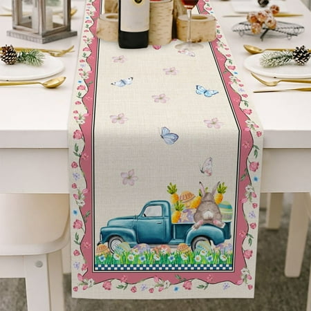 

Shop Clearance! Easter Bunny Table Runner Fashion Table Desktop Decorative Tablecloth Ornaments Festival Party Table Decoration Supplies 13 x 70Inch