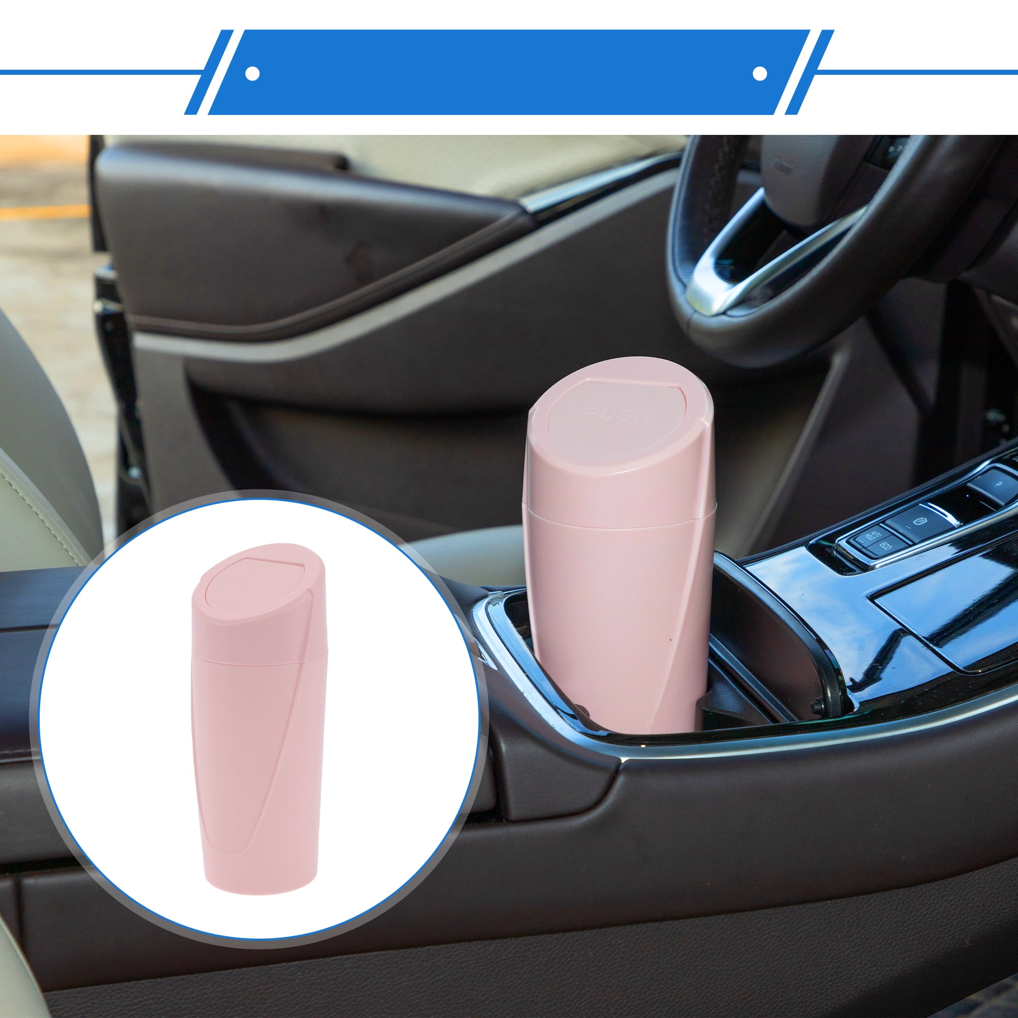 Unique Bargains 1 Pcs Car Trash Can 3.1x7.9in Bin Auto Portable ABS Cup Pink