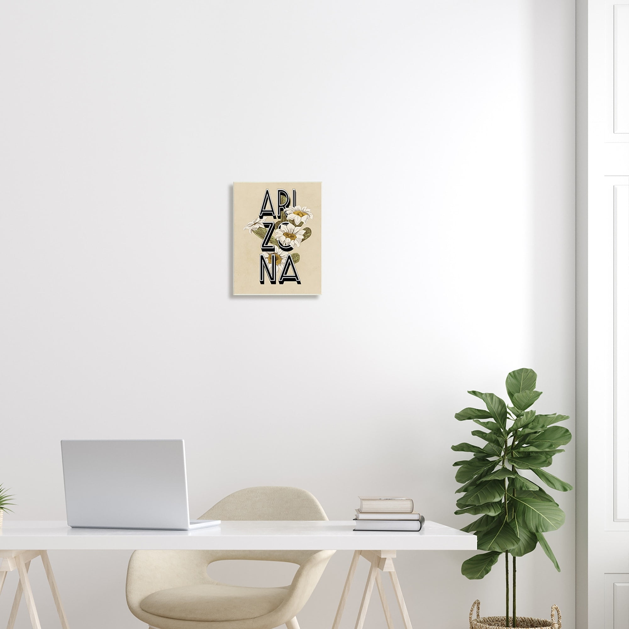 Stupell Industries Arizona State Flower Saguaro Blossom Typography Design Graphic Art Unframed Art Print Wall Art, Design by Daphne Polselli