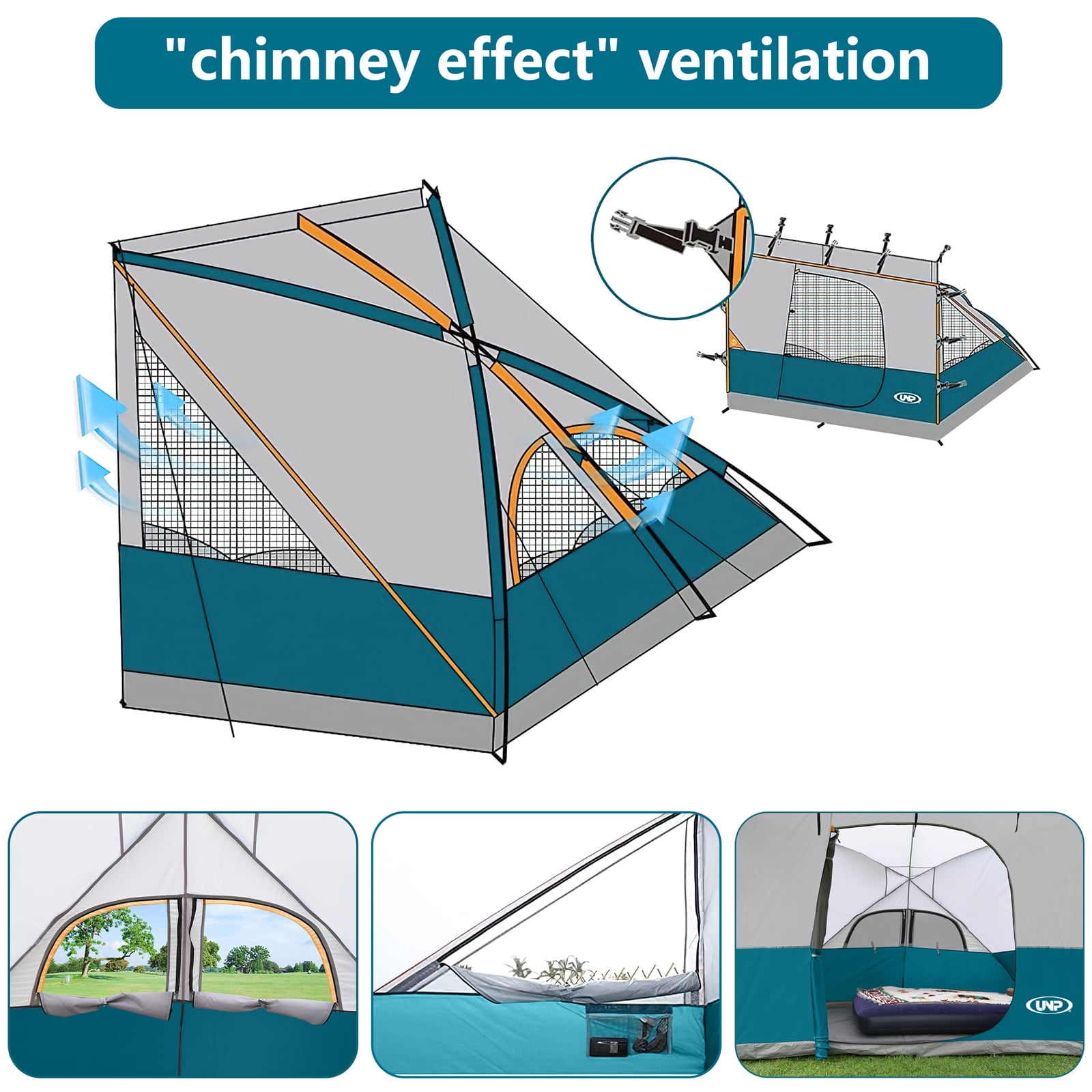 Camping Cube | Pop Up Canopy Side Tent for 10' x 10' Canopies Tent Easy Set Up Gazebo (Canopy/SHELTER NOT Included), Ocean Blue