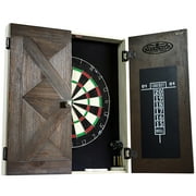 Bellevue Wood Dartboard Cabinet with 18-inch Bristle Dartboard and Steel Tip Dart Set Perfect for Cricket by Barrington Billiards
