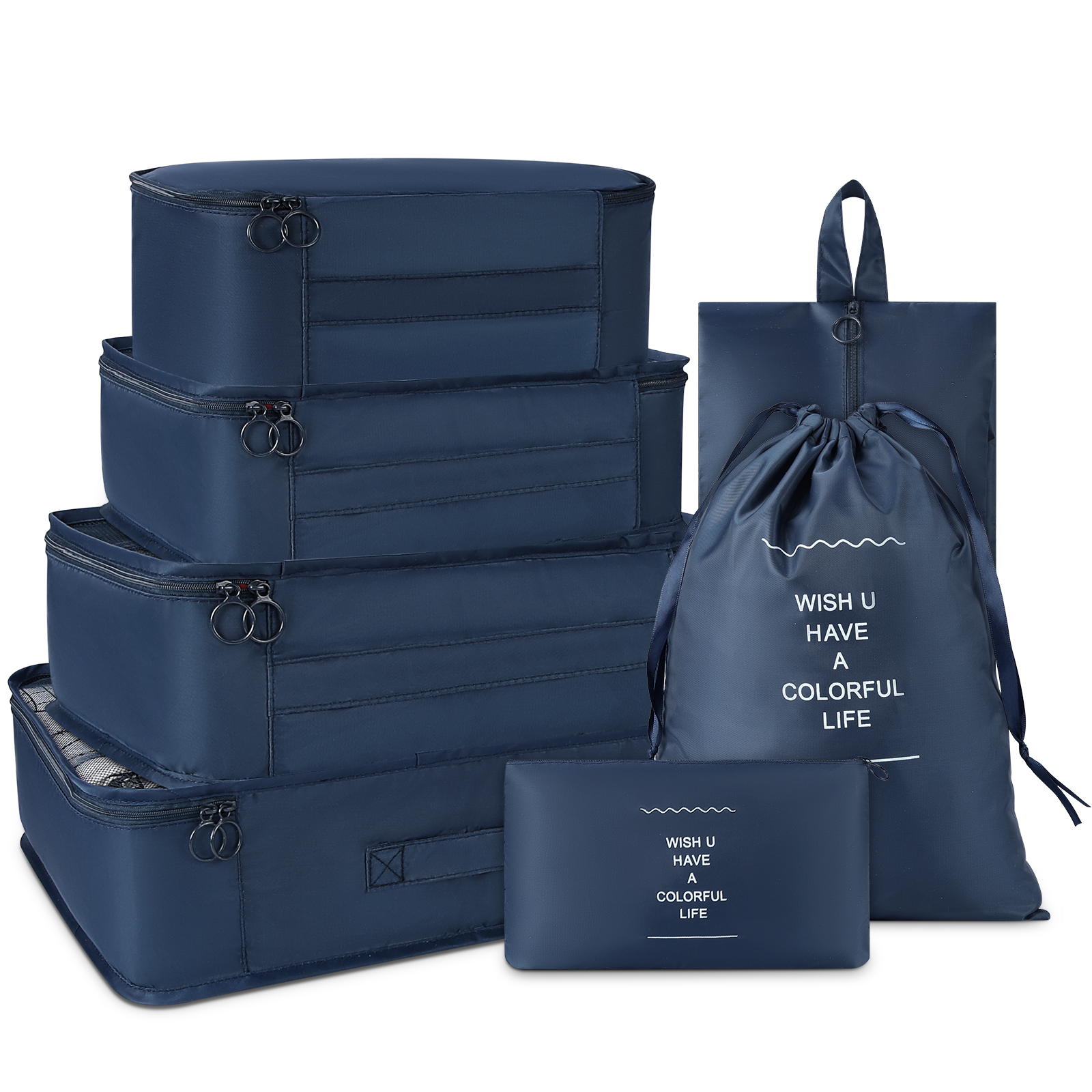 7 Set Packing Cubes Travel Organizer Set Fordable Compression Suitcase