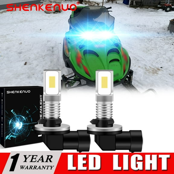 SHENKENUO 2X 881 Ice Blue LED Headlight for Arctic Cat ZR 440 500 600 700 800 900 Snowmobiles Bulbs,C12