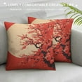 thumbnail image 3 of ARISTURING  Spring Throw Pillow Cushion Cover, Cherry Blossom Sakura Tree Branches on Moon Japanese Style Illustration, Decorative Square Accent Pillow Case, Yellow Coral, 3 of 5