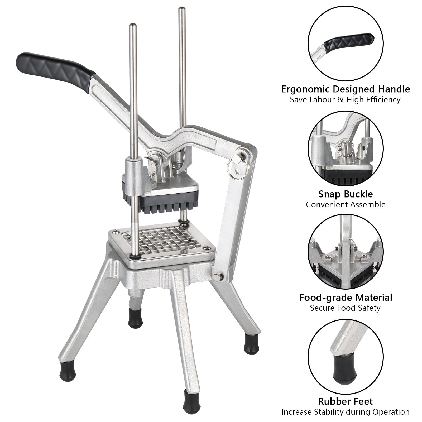 TUNTROL 1/2 Commercial Vegetable Dicer, French Fry Cutter with Lever, Aluminum Frame and S-Steel Blade