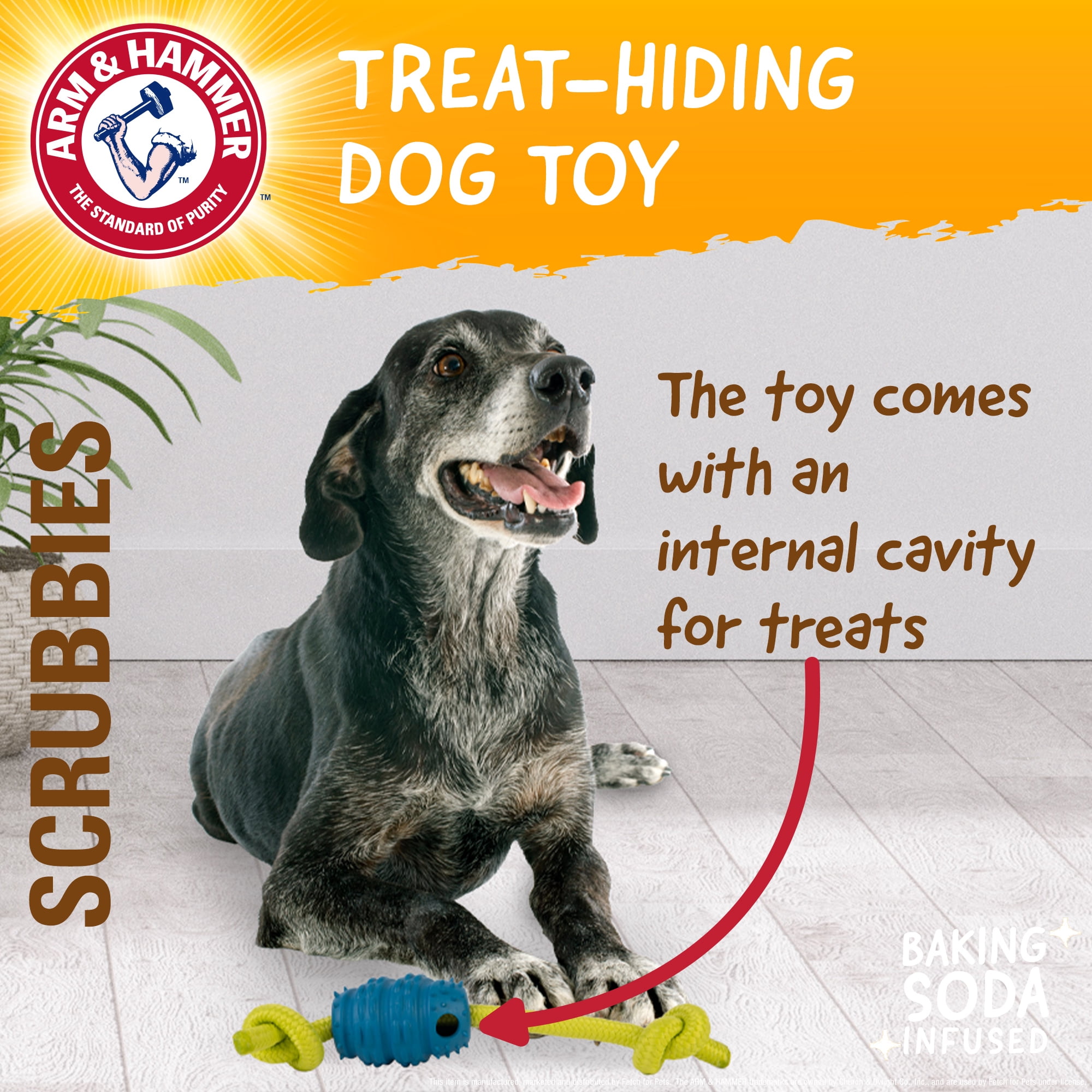 Arm & Hammer Scrubbies Senior Treat N' Tug Dental Dog Chew Toy - Small