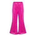 thumbnail image 4 of Boys Dance Sparkly Pink Dance Short Sleeve Top and Flared Pants Two Piece Outfit Set 90s Outfits for Kids Dance Performance Outerwear 5-6 Years, 4 of 9