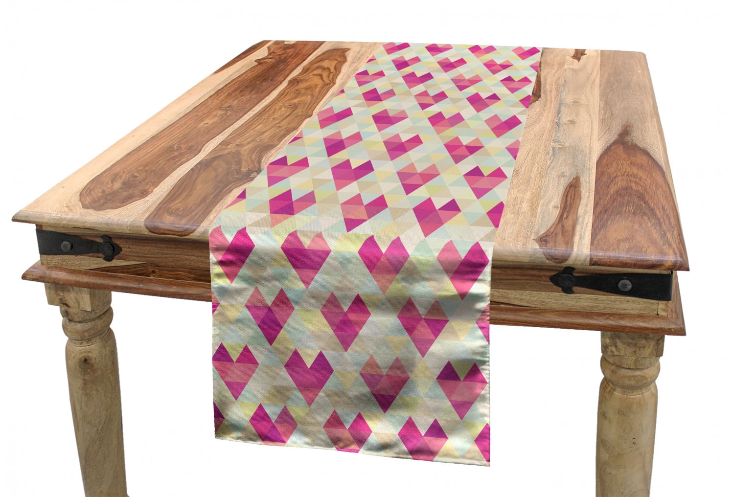 Triangle Table Runner Design Geometric Table Runner, Colorful Modernistic Mosaic Design with Tiny ...
