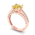 thumbnail image 2 of Solitaire with Accents Engagement Ring for Women - 2.21ct Simulated Yellow Diamond in 18K Rose Gold Promise Ring, 2 of 6