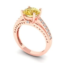 2.21ct round cut yellow Zircon 14k rose gold Bridal Wedding Engagement Promise Anniversary Ring for Women size 4.25