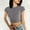 Dark Gray, variant on Ribbed Slim Fit Crop Tops, Women Crew Neck Short Sleeve Ribbed Slim Stretchy Casual Cropped Exposed Navel Everyday Daily Summer Casual Tees, Beige M