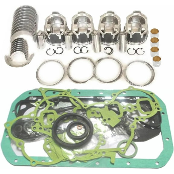 V1702 Rebuild Kit Piston&Main/Con Rod Bearing&Full Gasket Kit Compatible with Bobcat 743 733 Skid Loader KH90 Mini Excavator L2850DT Tractor Kubota V1702 V1702B Engine