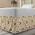 thumbnail image 1 of Tea Party Bed Skirt, Teapot Cupcake Candies Treats Cakes Croissant Cherry Bakery Illustration, Elastic Bedskirt Dust Ruffle Wrap Around for Bedding Decor, 4 Sizes, Eggshell Dark Coral, by Ambesonne, 1 of 2