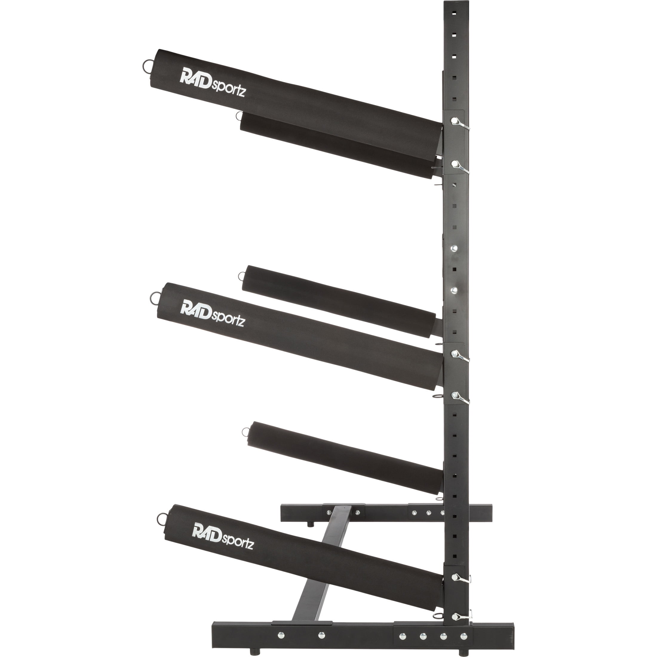 RAD Sportz Kayak Storage Rack - 3-Level Freestanding Adjustable Stand with Padded Arms and 300lb Capacity for Canoes, SUP, or Paddleboards - Black