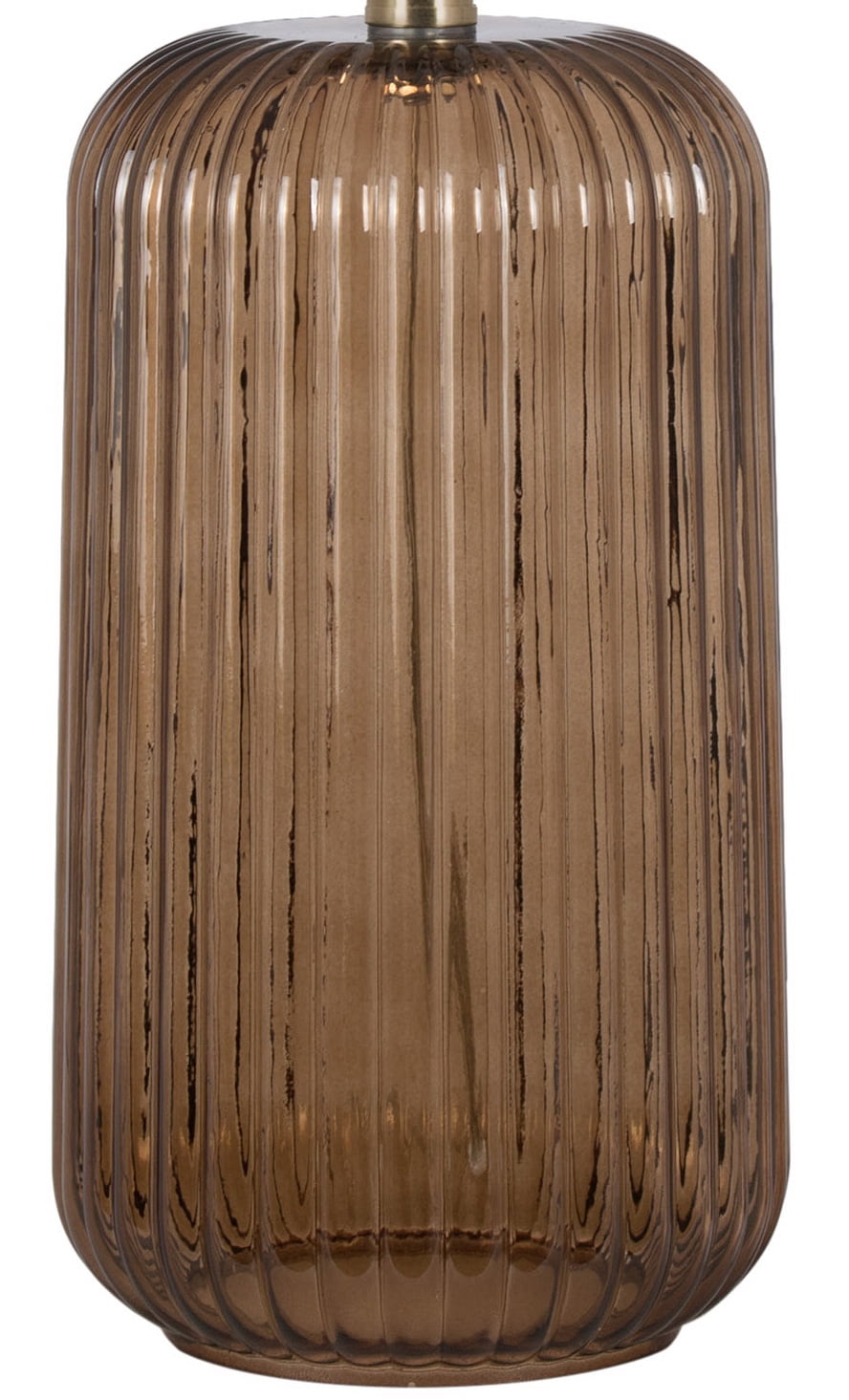 Mainstays 23 Inch Ribbed Glass Table Lamp with White Shade and Brown Finish