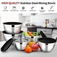 thumbnail image 2 of Mixing Bowls with Lids Set of 5, Vesteel Stainless Steel Mixing Bowls Metal Nesting Salad Bowls, Size 4.5, 3, 1.5, 1, 0.7 QT Great for Cooking, Baking, Serving - Black, 2 of 7