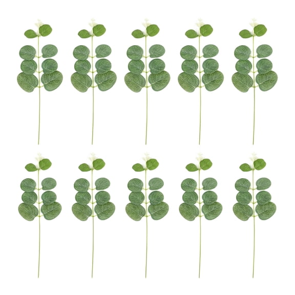 REGALWOVEN 10 Pcs Realistic Artificial Eucalyptus Stems - 12" Faux Greenery Branches 12 in White