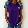 thumbnail image 2 of Sentmoon Haut en Jean Hauts pour Femmes Tendance Manches Courtes Col Rond Patchwork Coupe Régulière avec Imprimé T-Shirt Extensible pour Femme Confortable pour un Usage Quotidien Décontracté P-2TG, 2 of 6