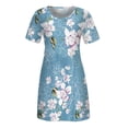 thumbnail image 3 of DondPO Midi Dresses for Women Summer Dresses Women's Dresses Short Sleeve Dating Beach Casual Loose Dress Plus Size Dresses Womens Dresses Blue Dress XL, 3 of 5