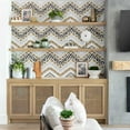 thumbnail image 3 of S4Sassy Peel and Stick Wall Covering, Tribal Zigzag Removable Vinyl Wallwrap- Textured Wall Mural, Beige Instant Walls Makeover Wallpaper for Bedroom, Bathroom, Laundry Room -25"x360", 3 of 8