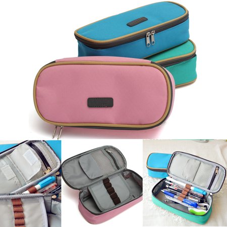Canvas Pencil Case ,Multifunction Large Capacity Stationary Bag Makeup Cosmetic Pen Box with Zipper Travel Storage Organizer
