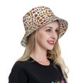 thumbnail image 4 of Yiaed Hot Dog Pizza Print Reflective Stripe Bucket Hat Unisex Funny Outdoor Fisherman Cap Beach Sun Hat, 4 of 5