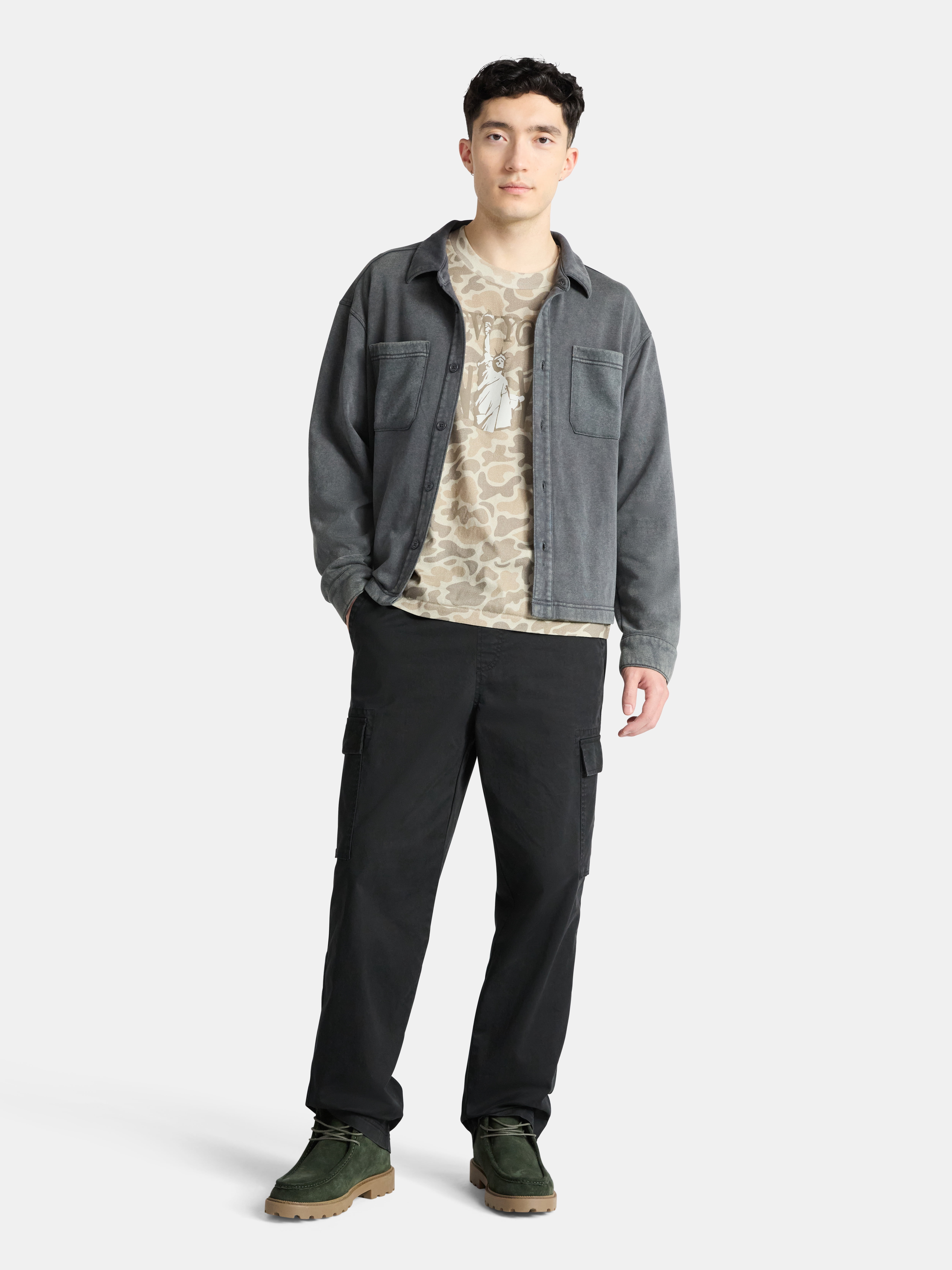 No Boundaries Oversized Boxy Fit Cropped Length New York City Graphic Tee Shirt, Men's & Big Men's, XS-5XL