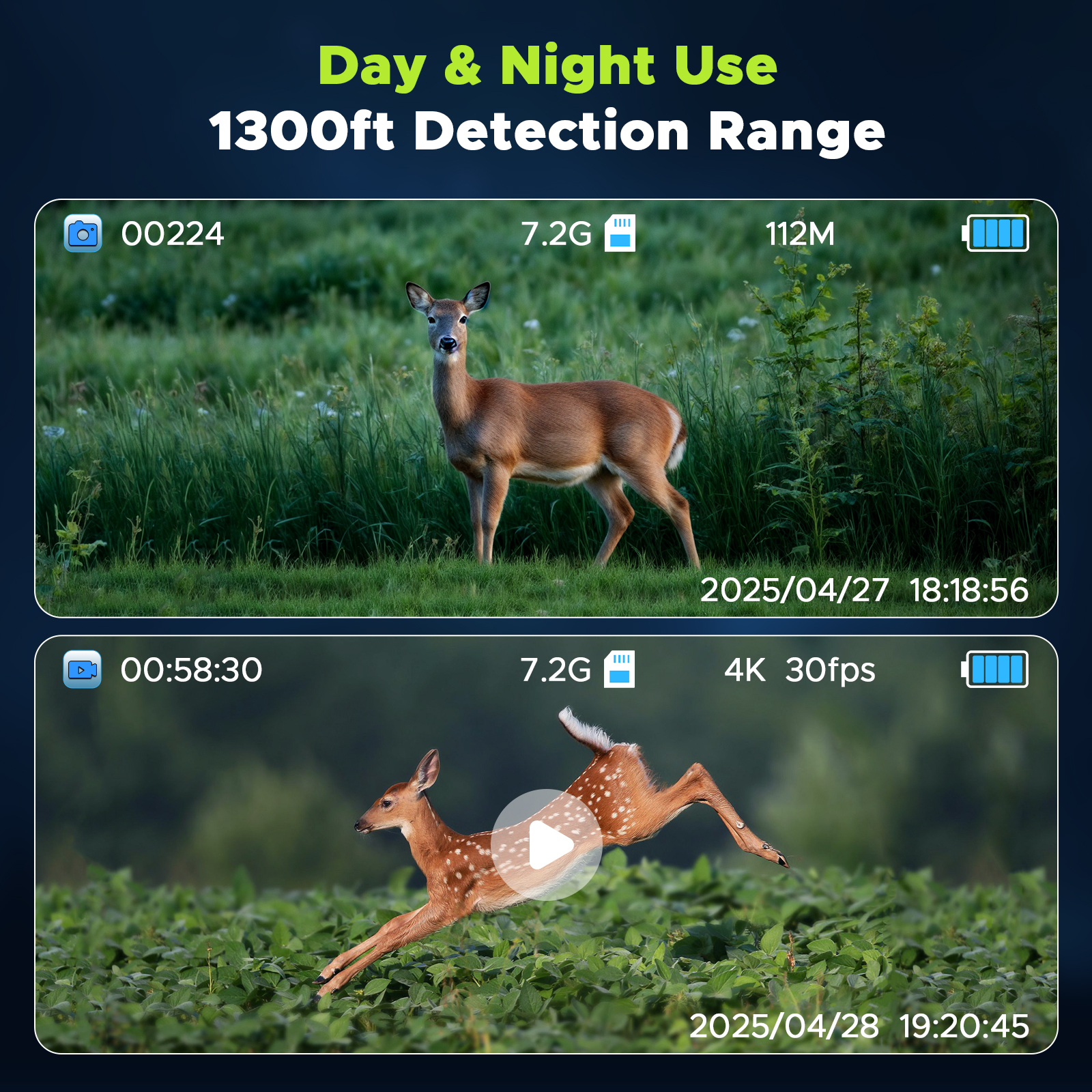 CAMPARK Night Vision Goggles - 4K 112MP Night Vision Binoculars with 64GB TF Card can Save Photo and Video, 3'' HD Screen for Camping & Security