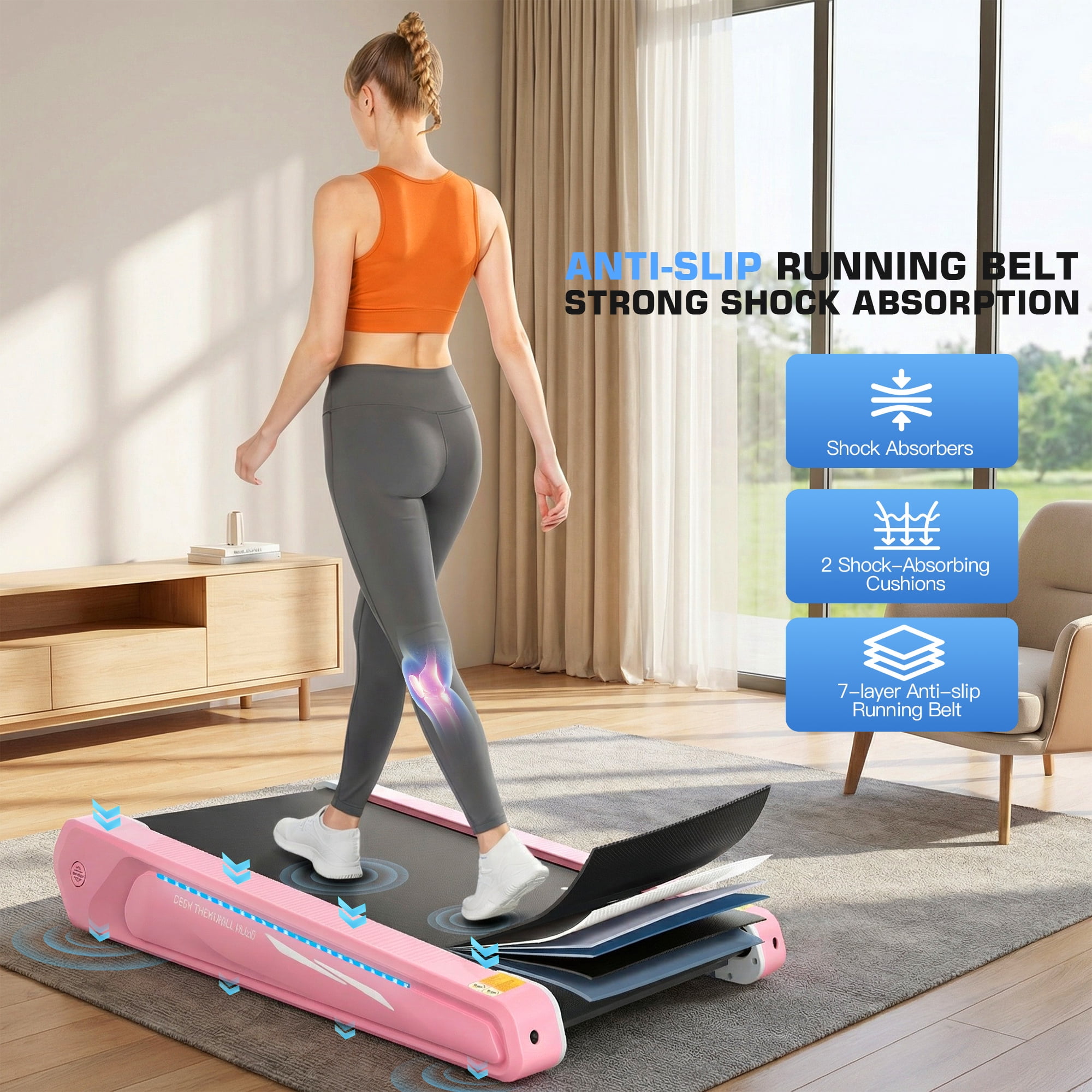 Simpfree Smallest Walking Pad with Incline,2.5HP Under Desk Treadmill,300lbs Weight Capacity Compact Mini Treadmill,Smart Remote Control | LED Display | Cool Lighting