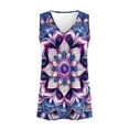 thumbnail image 4 of Jeiento Bohemian Tops for Women Mandala Flower Tank Top Sleeveless Shirts Plus Size Loose Fit Athletic Golf T-shirt Breathable Elastic Blouse Casual Business T-shirts,5XL, 4 of 7
