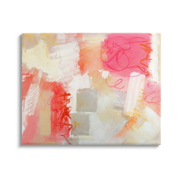 Stupell Industries Vivid Pink Geometric Shapes Scribble Doodle Lines Painting Gallery Wrapped Canvas Print Wall Art, Design by Beau Wild