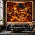 thumbnail image 6 of Autumn Garden Path with Pumpkins and Lanterns Cozy Rustic for Nature Lovers Digital Art Thanksgiving Gift Tapestry Wall Hanging for Bedroom and Living Room, 6 of 7