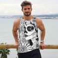 thumbnail image 6 of Pofeuu Floral Sugar Skull Portrait Print Men's Workout Tank Tops Sleeveless Muscle Gym Shirt Quick Dry-3X-Large, 6 of 7