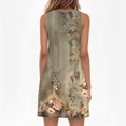 thumbnail image 4 of Women's V-Neck Retro Floral Print Sleeveless Sundress Casual Summer Dress with Smocked Back and Tiered Skirt for Picnics,Gray S, 4 of 5