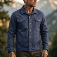 thumbnail image 2 of LODIENY Men Denim Trucker Jacket Button Down Collared Long Sleeve Classic Fit Jean Coats Western Style Cowboy Jackets Navy XXL, 2 of 6