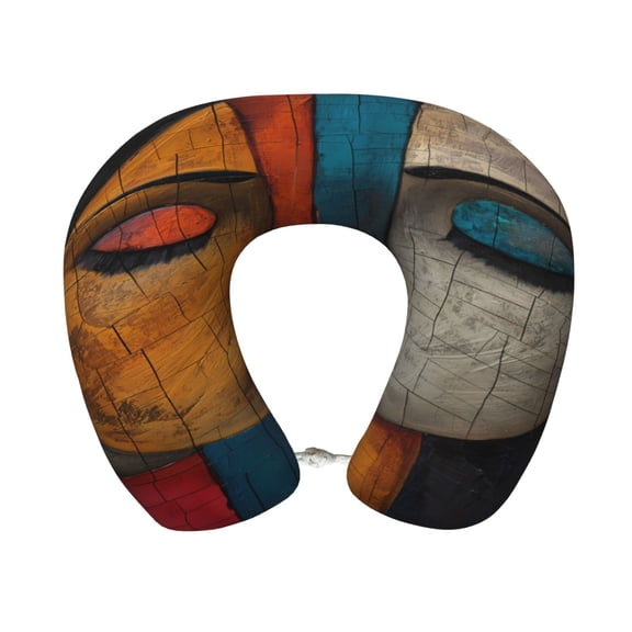 Xecao Abstract Colorful Duality Print Memory Foam Cervical Neck Pillow Versatile U-Shaped Pillows for Home,Office,Camping,Travelling,Soft Washable Cover