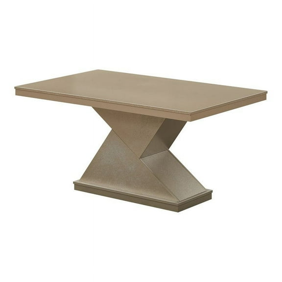 Pilaster Designs Legault 59" Rectangular Wood Pedestal Dining Table in Gold