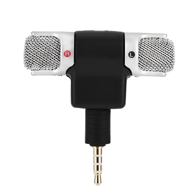 Mini micrófono estéreo con conector chapado en oro de 3,5 mm para teléfonos Android y iPhone