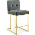 thumbnail image 2 of Modway Privy Gold Stainless Steel Performance Velvet Counter Stool Set of 2 in Gold Charcoal, 2 of 4