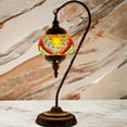 thumbnail image 5 of SILVERFEVER Mosaic Turkish Lamp Moroccan Glass Swan Neck Lantern for Table Desk Bedside Bronze Base Bundle with E12 Light Bulb Rainbow Sand, 5 of 9