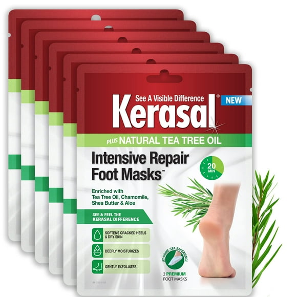 Kerasal Masque de Réparation Intensive pour Talons Fissurés et Pieds Secs, Six (Paire), 6 Unités