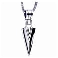 thumbnail image 2 of Collar de punta de flecha para hombre, acero inoxidable, estilo vintage, acabado pulido, colgante único, plata, 2 of 10