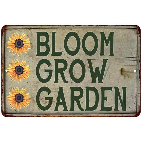 Bloom Grow Garden Vintage Look Garden Chic 8 x 12 High Gloss Metal 208120020049