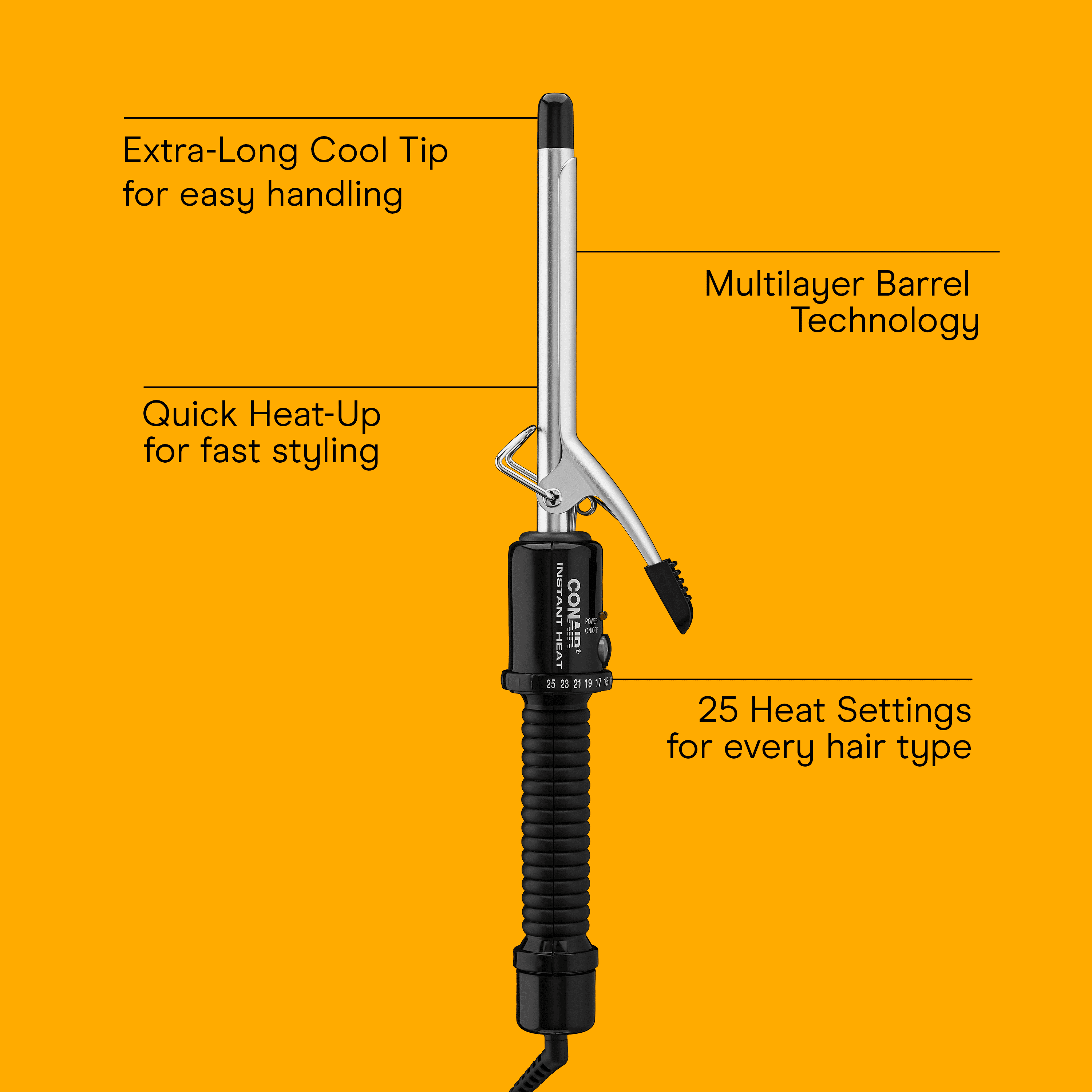 Conair Instant Heat 1/2" Hair Curling Iron, For Short to Medium Hair