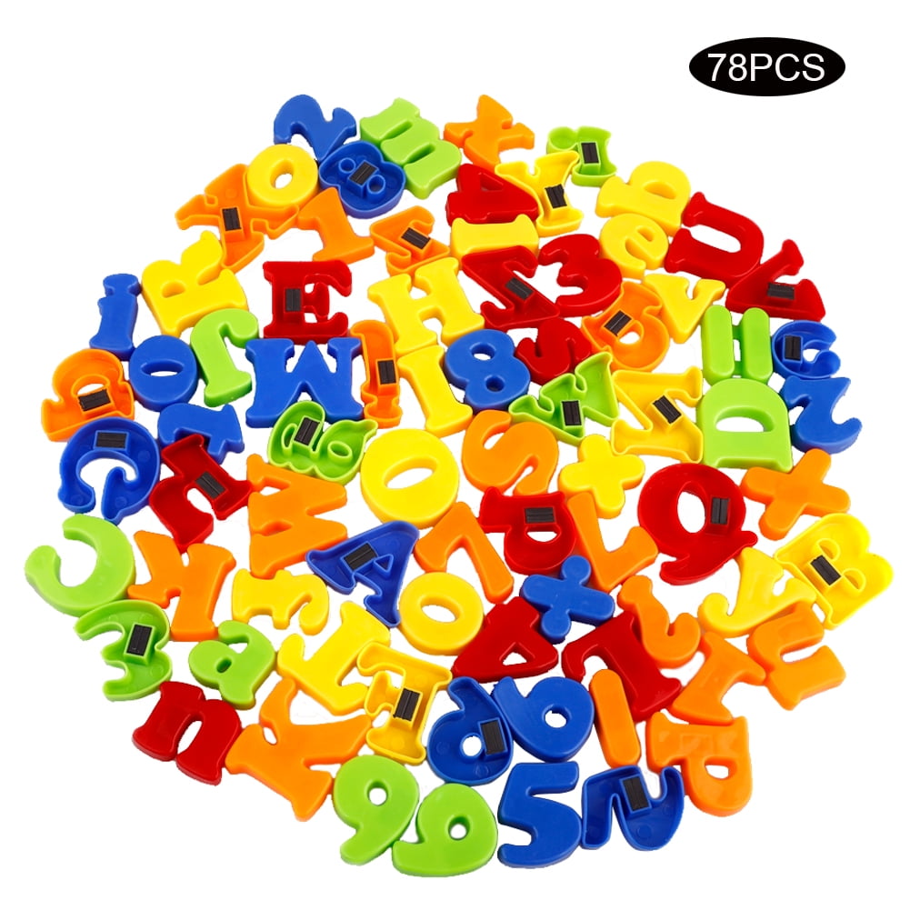 ABC Magnets Toys 78 Pcs Magnetic Alphabet Letters and Numbers With Clear Bucket 