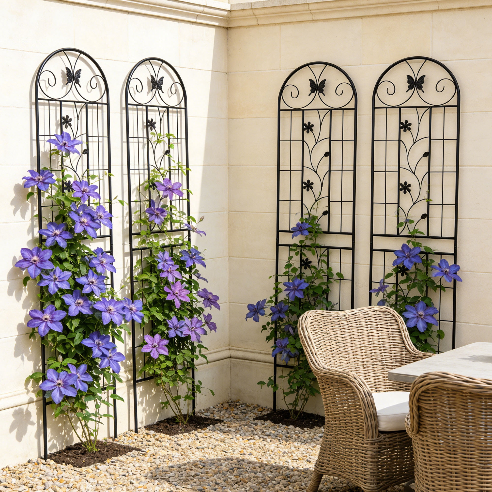 4 Pack 86" H Large Heavy Duty Garden Rustproof Iron Plant Trellis for Potted Plant Support Metal Climbing Rose Trellis Vine Vegetable Cucumber