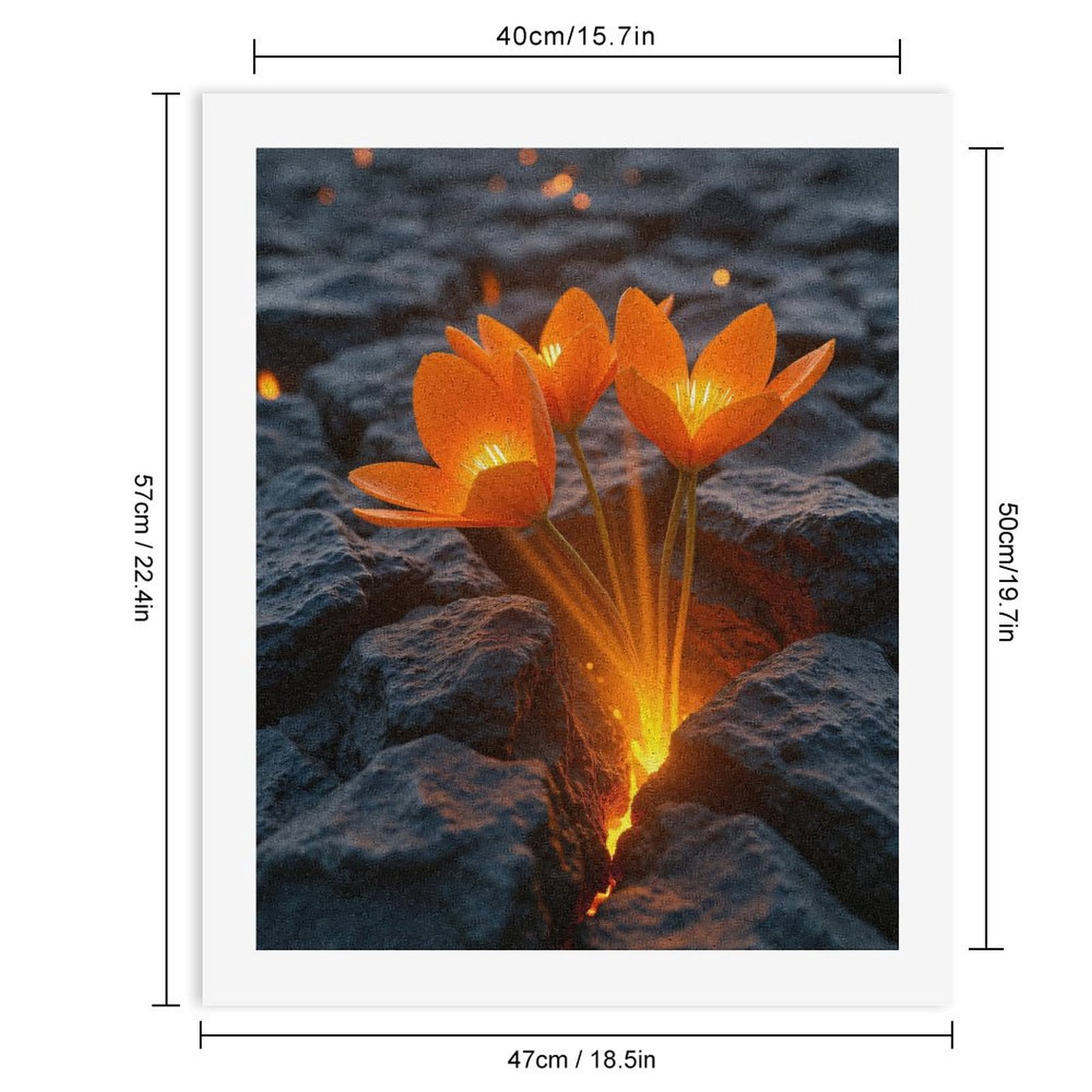 Paint by Numbers Kit for Adults, Orange Flowers Emerge Glowing Rocks Paint by Numbers, Easy Paint by Numbers Kit for Adults Beginner, DIY Adult Paint by Number Kits on Canvas, Home Decor