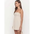 thumbnail image 4 of White Gingham Mini Strapless Bandeau Dress With Pleated Waist And Pockets, 4 of 5