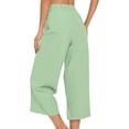 thumbnail image 7 of LEKODE Women Palazzo Pants Wide Leg Cropped Capris Baggy Casual High Waist Trousers with Pockets Lightweight Solid Color Light Green M, 7 of 7