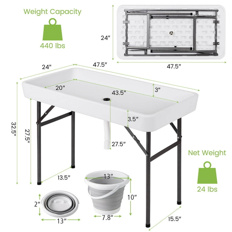 Costway Lightweight Foldable Ice Table for Outdoor Cookout Events